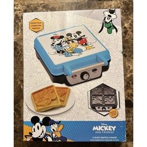 Mickey Mouse and Friends 4-Slice Waffle Maker Mini Goofy Donald Duck Disney